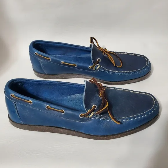 Allen Edmonds Navy Blue Boat Shoes Slip-On Loafers Moccasin Stitching Size 13 D
