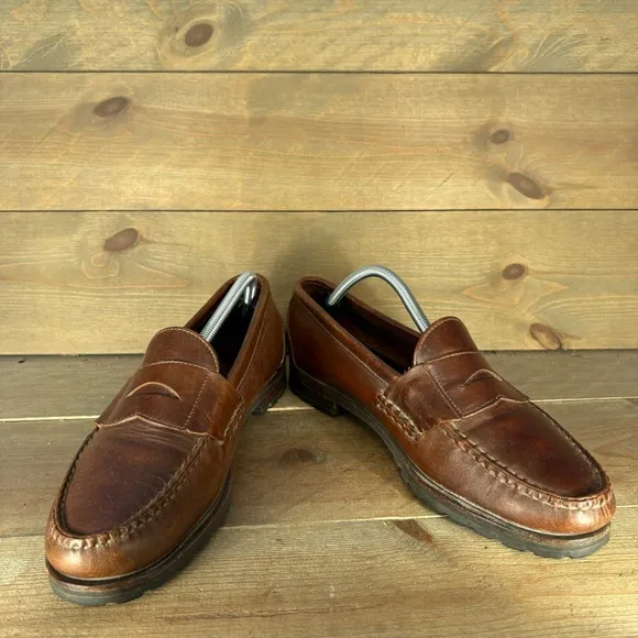 allen edmonds norwell mens size 10 shoes brown leather slip on comfort loafers