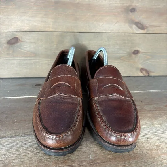 allen edmonds norwell mens size 10 shoes brown leather slip on comfort loafers