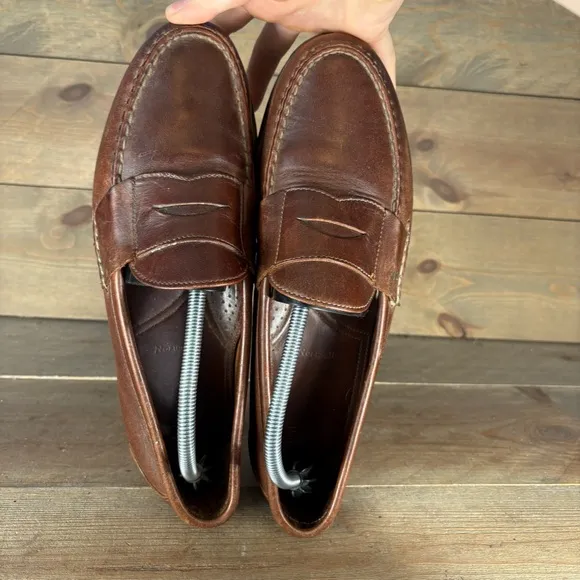 allen edmonds norwell mens size 10 shoes brown leather slip on comfort loafers