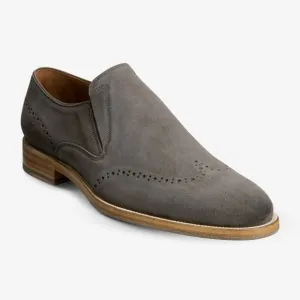 ALLEN EDMONDS Suede Brogue Lucca Slip On in Anthracite Size 8 1/2 D $395