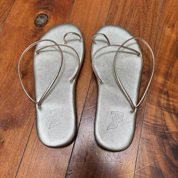 Ancient Greek Sandals Kansiz Metallic Leather Gold 35