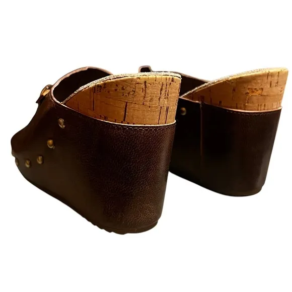 Antelope 729 Open Toe Leather Womans Clog Sandle Coffee Mustard Size 39