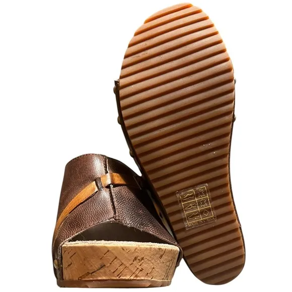 Antelope 729 Open Toe Leather Womans Clog Sandle Coffee Mustard Size 39