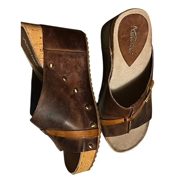 Antelope 729 Open Toe Leather Womans Clog Sandle Coffee Mustard Size 39