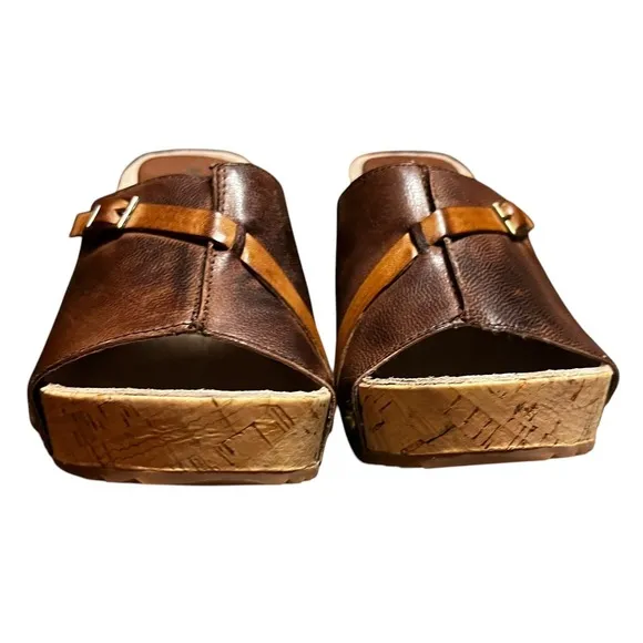 Antelope 729 Open Toe Leather Womans Clog Sandle Coffee Mustard Size 39