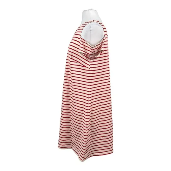 ANTHROPOLOGIE Maeve Marketa Asymmetrical One Shoulder Shift Dress Red Stripe