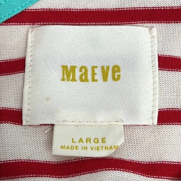 ANTHROPOLOGIE Maeve Marketa Asymmetrical One Shoulder Shift Dress Red Stripe