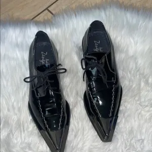 Antonio Zengara Black Pointy, Silver Cap Toe Shoes