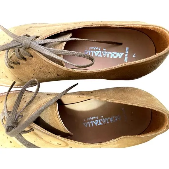 Aquatalia Oxford Shoes Laser Cut Leather Made in Italy Academia Preppy Size 7