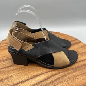 ARCHE Satia Veau Sandals Womens 7 / 38 Nubuck Brown Elastic Criss Cross Comfort