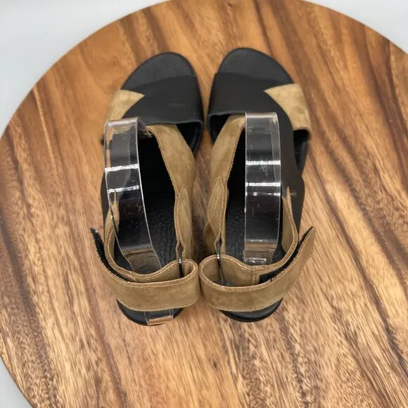 ARCHE Satia Veau Sandals Womens 7 / 38 Nubuck Brown Elastic Criss Cross Comfort