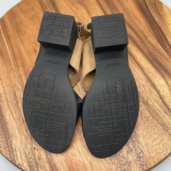 ARCHE Satia Veau Sandals Womens 7 / 38 Nubuck Brown Elastic Criss Cross Comfort