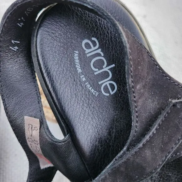 Arche strappy suede comfort sandals black
