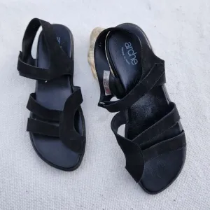 Arche strappy suede comfort sandals black