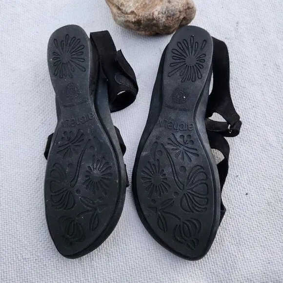 Arche strappy suede comfort sandals black