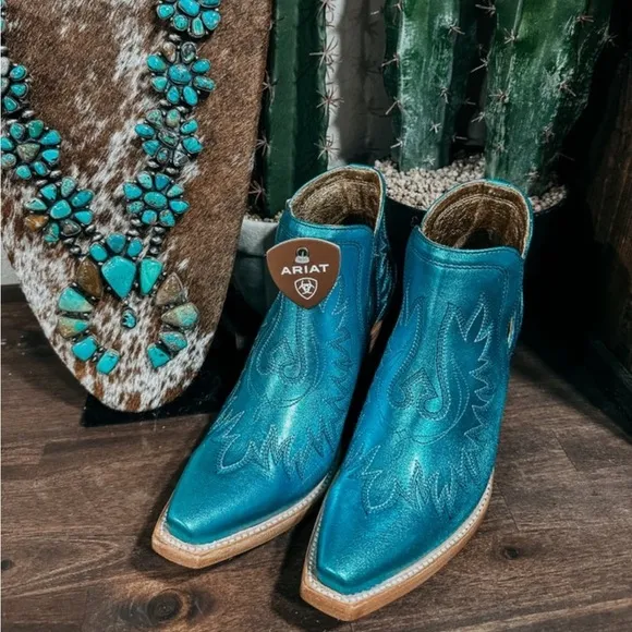 ARIAT WOMEN'S DIXON WESTERN BOOTIES/BOOT| Electric Calypso (Blue/Turquoise)| NEW