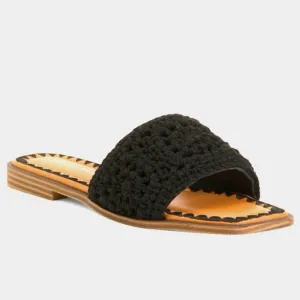 AZALEA WANG Black CROCHET Slide SANDALS brand new WOVEN DESIGN size 8