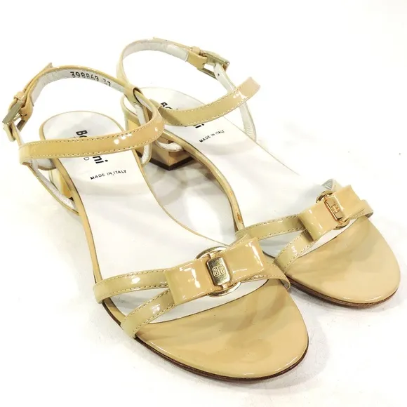 BALDININI 🇮🇹 WOMEN'S CREAM PATENT LEATHER COMFORT SUMMER SANDALS