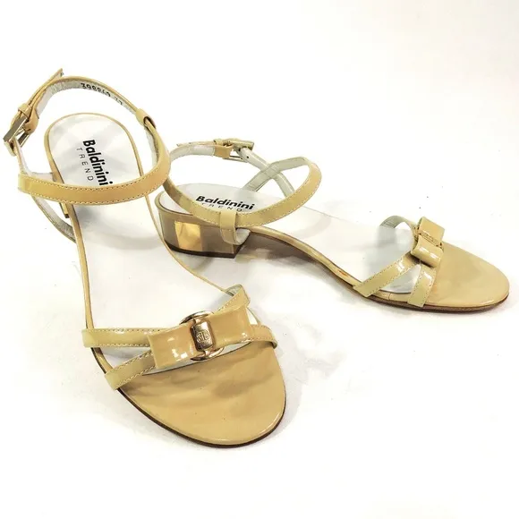 BALDININI 🇮🇹 WOMEN'S CREAM PATENT LEATHER COMFORT SUMMER SANDALS