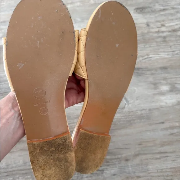 Beige Quilted Slide Sandals