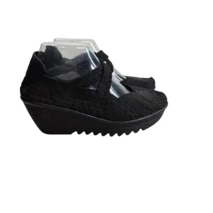Bernie Mev Margo slip on black woven wedge comfort shoes