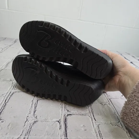 Bernie Mev Margo slip on black woven wedge comfort shoes