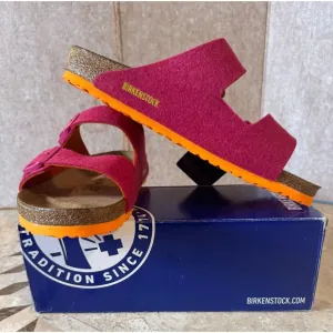 Birkenstock Arizona Rivet Fuchsia EU 45 / US M 12 Sandals NIB Wool Cork Footbed
