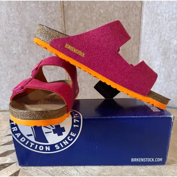 Birkenstock Arizona Rivet Fuchsia EU 45 / US M 12 Sandals NIB Wool Cork Footbed