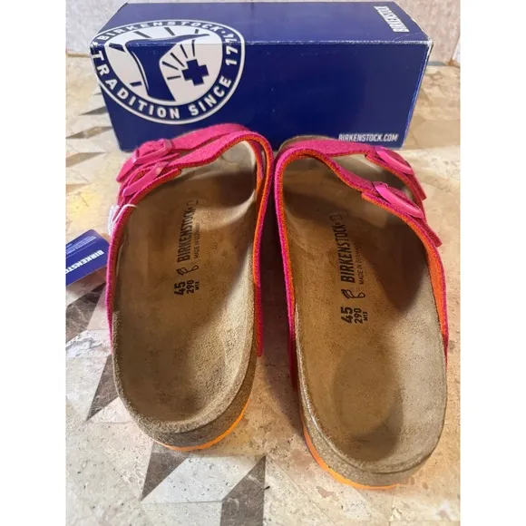 Birkenstock Arizona Rivet Fuchsia EU 45 / US M 12 Sandals NIB Wool Cork Footbed