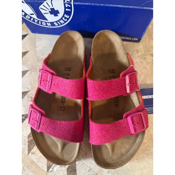 Birkenstock Arizona Rivet Fuchsia EU 45 / US M 12 Sandals NIB Wool Cork Footbed