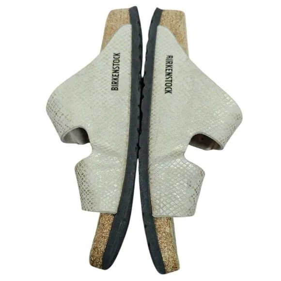 Birkenstock Arizona schmal shiny python eggshell Sandalen Size 9