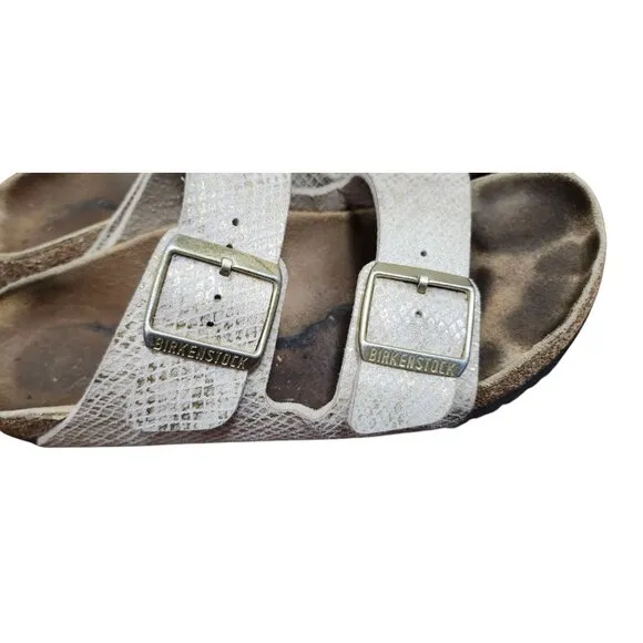 Birkenstock Arizona schmal shiny python eggshell Sandalen Size 9