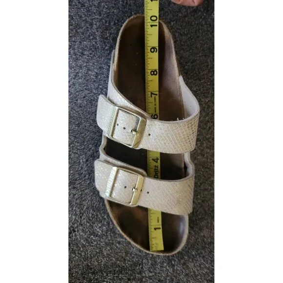 Birkenstock Arizona schmal shiny python eggshell Sandalen Size 9