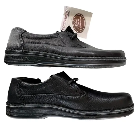 Birkenstock by Footprints Black Genuine Leather Oxford Tie Up Walking Shoe Sz 41