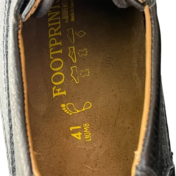 Birkenstock by Footprints Black Genuine Leather Oxford Tie Up Walking Shoe Sz 41