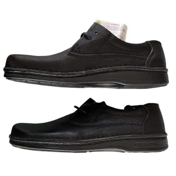 Birkenstock by Footprints Black Genuine Leather Oxford Tie Up Walking Shoe Sz 41