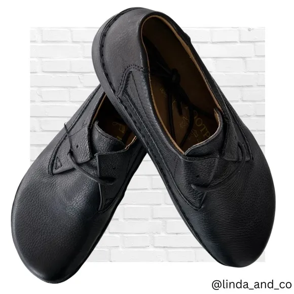 Birkenstock by Footprints Black Genuine Leather Oxford Tie Up Walking Shoe Sz 41