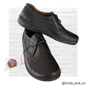 Birkenstock by Footprints Black Genuine Leather Oxford Tie Up Walking Shoe Sz 41