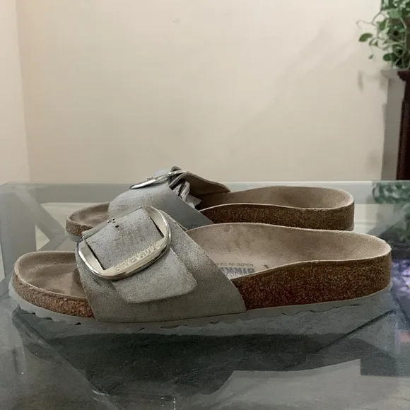 🤍🩶BIRKENSTOCK Madrid Graceful Big Buckle Recovery Slide Sandals🩶🤍