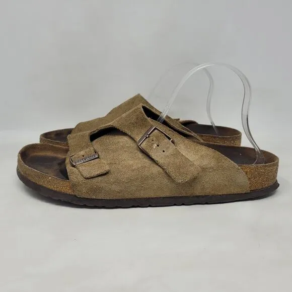 Birkenstock Sandals Mens EU45 US12.5 Zurich Brown Suede Slides Comfort Slip On