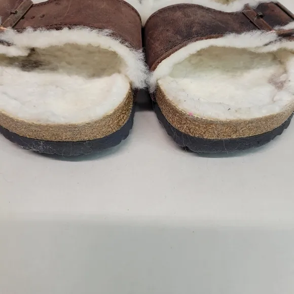 Birkenstock Size 11 Arizona Shearling Two Strap Sandals Sherpa Lined