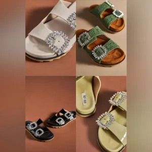 Birkenstock style Crystal Buckles Bibi Lou Rose 37 Anthropologie