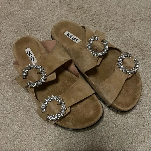 Birkenstock style Crystal Buckles Bibi Lou Rose 37 Anthropologie