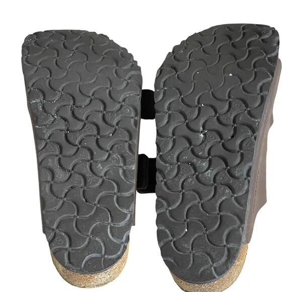 Birkenstock Two-Strap Recovery Slide Sandals Brown Leather Size 37