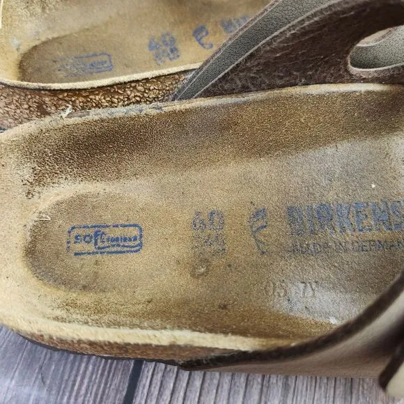 Birkenstock Women's Tan 3 Strap Soft Footbed Slip-on Sandals Sz 9