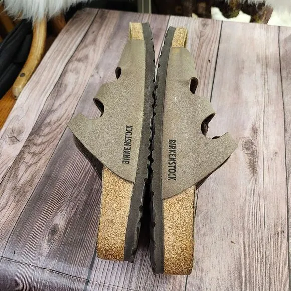 Birkenstock Women's Tan 3 Strap Soft Footbed Slip-on Sandals Sz 9