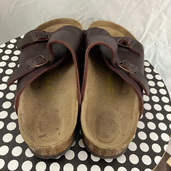 BIRKENSTOCK Zurich EUR 39 / US W8  Brown Leather Comfort Slide Sandals