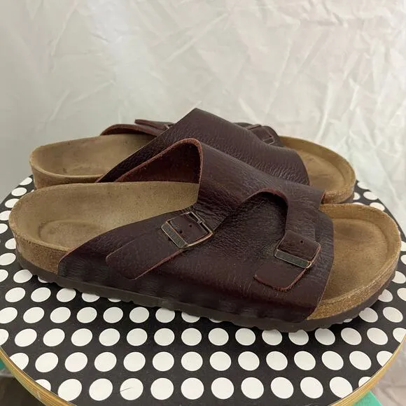 BIRKENSTOCK Zurich EUR 39 / US W8  Brown Leather Comfort Slide Sandals