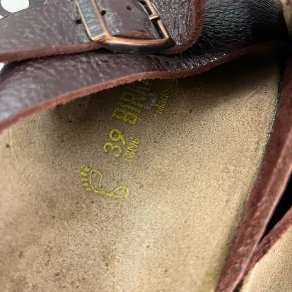 BIRKENSTOCK Zurich EUR 39 / US W8  Brown Leather Comfort Slide Sandals